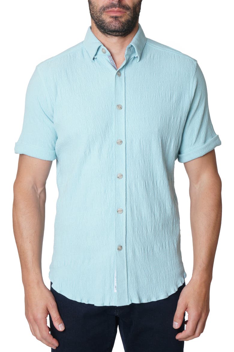 Hammond Short Sleeve Knit Button-Up Shirt, Main, color, LIGHT BLUE