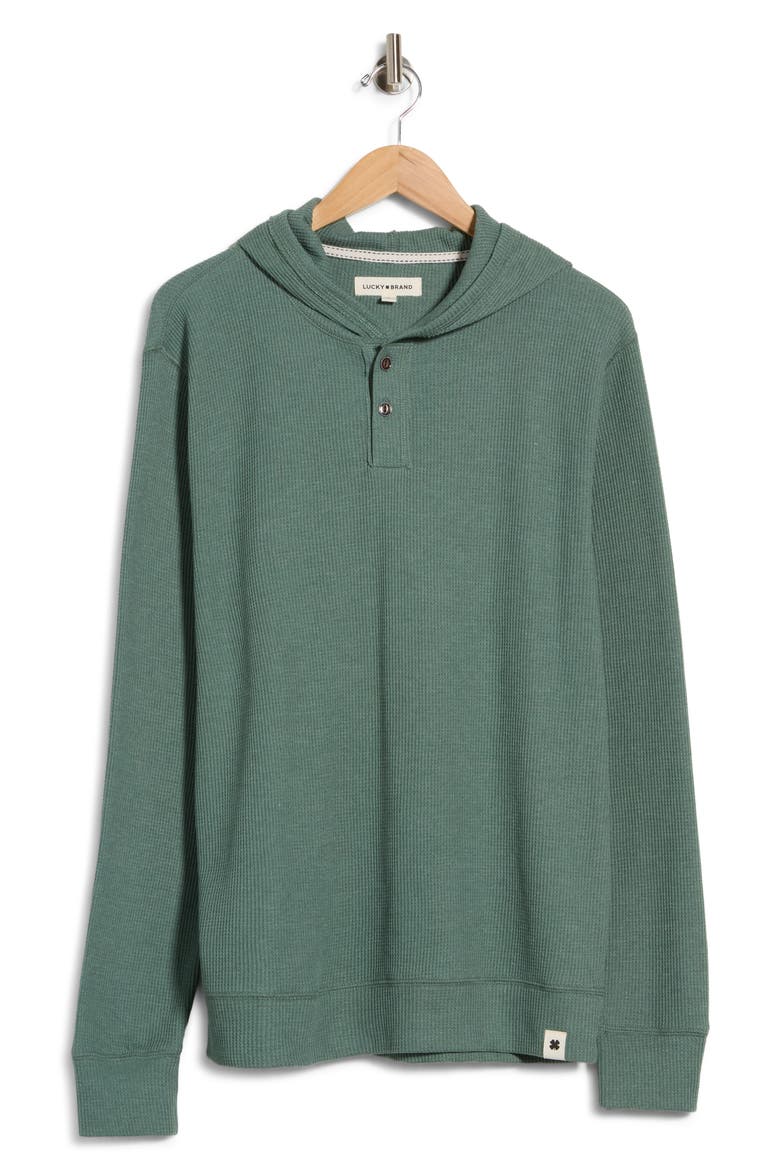 Waffle Knit Jersey Hoodie, Main, color, DARK FOREST