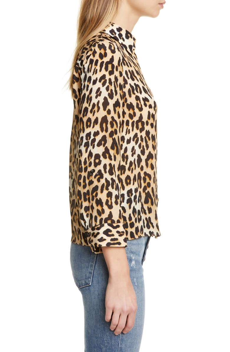 Alice + Olivia Eloise Leopard Print Silk Blouse, Alternate, color, 