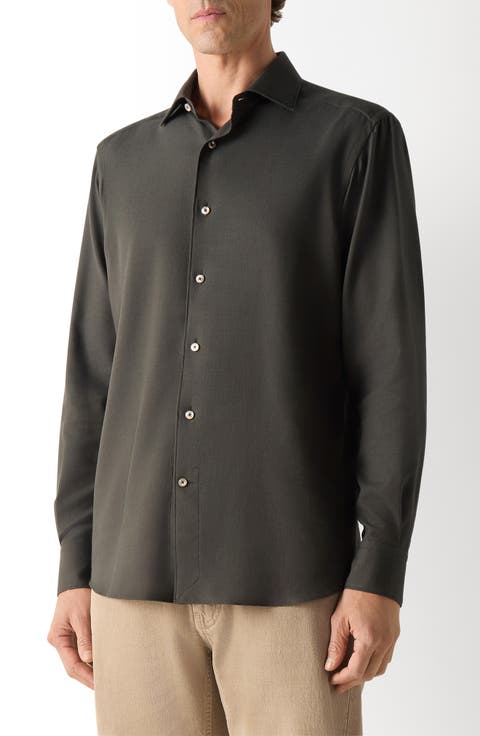 Regular Fit Cotton & Cashmere Dress Shirt