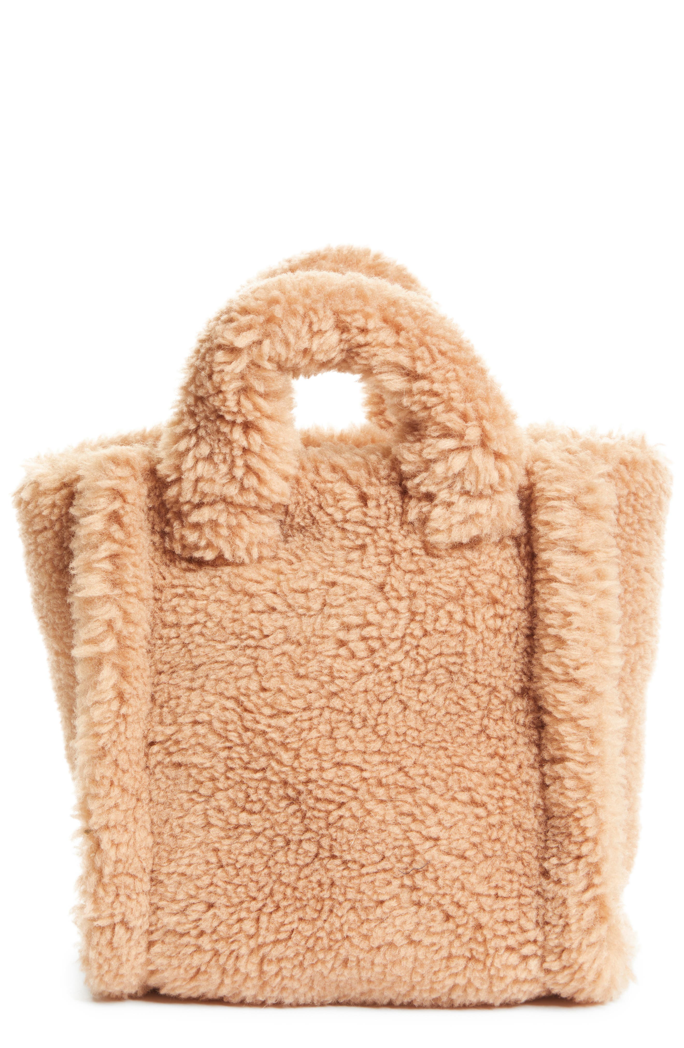 Stand Studio Mini Lizzie Teddy Faux Shearling Tote, Main, color, 