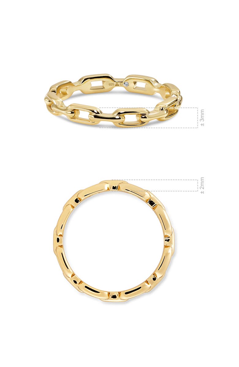 DEVATA Cable Link Ring in Gold Plated Sterling Silver, 3mm, Alternate, color, Yellow Gold
