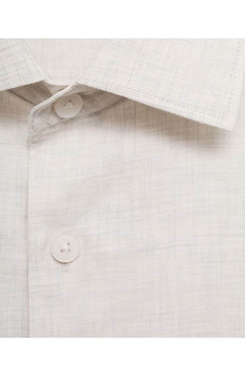 MANGO Regular Fit Cotton & Linen Button-Up Shirt, Alternate, color, Off White