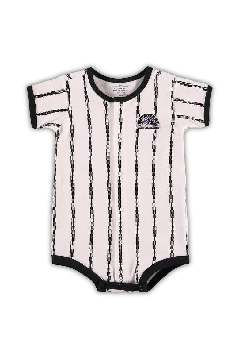 Infant White Colorado Rockies Pinstripe Power Hitter Coverall, Alternate, color, White