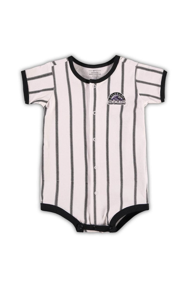 Outerstuff Infant White Colorado Rockies Pinstripe Power Hitter Coverall, Alternate, color, White