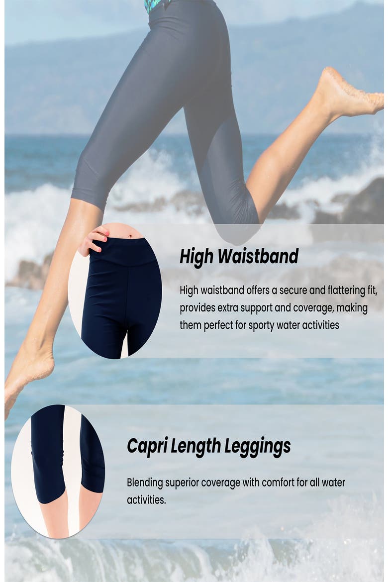 Capri Swim Leggings, Alternate, color, Wine