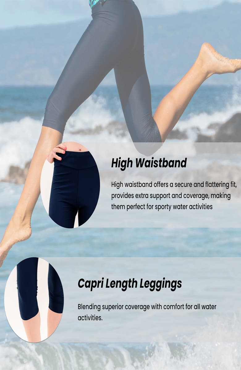 Calypsa Capri Swim Leggings, Alternate, color, Black