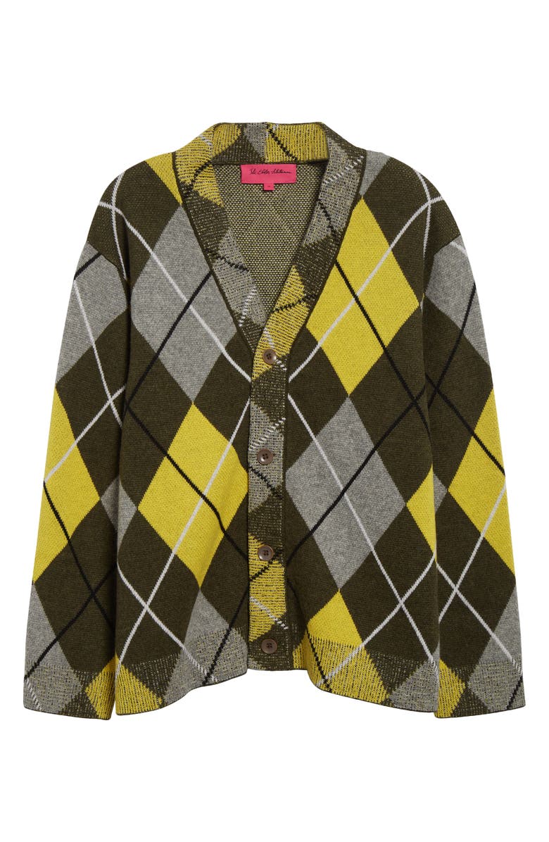 The Elder Statesman Argyle Jacquard Cashmere Cardigan, Alternate, color,