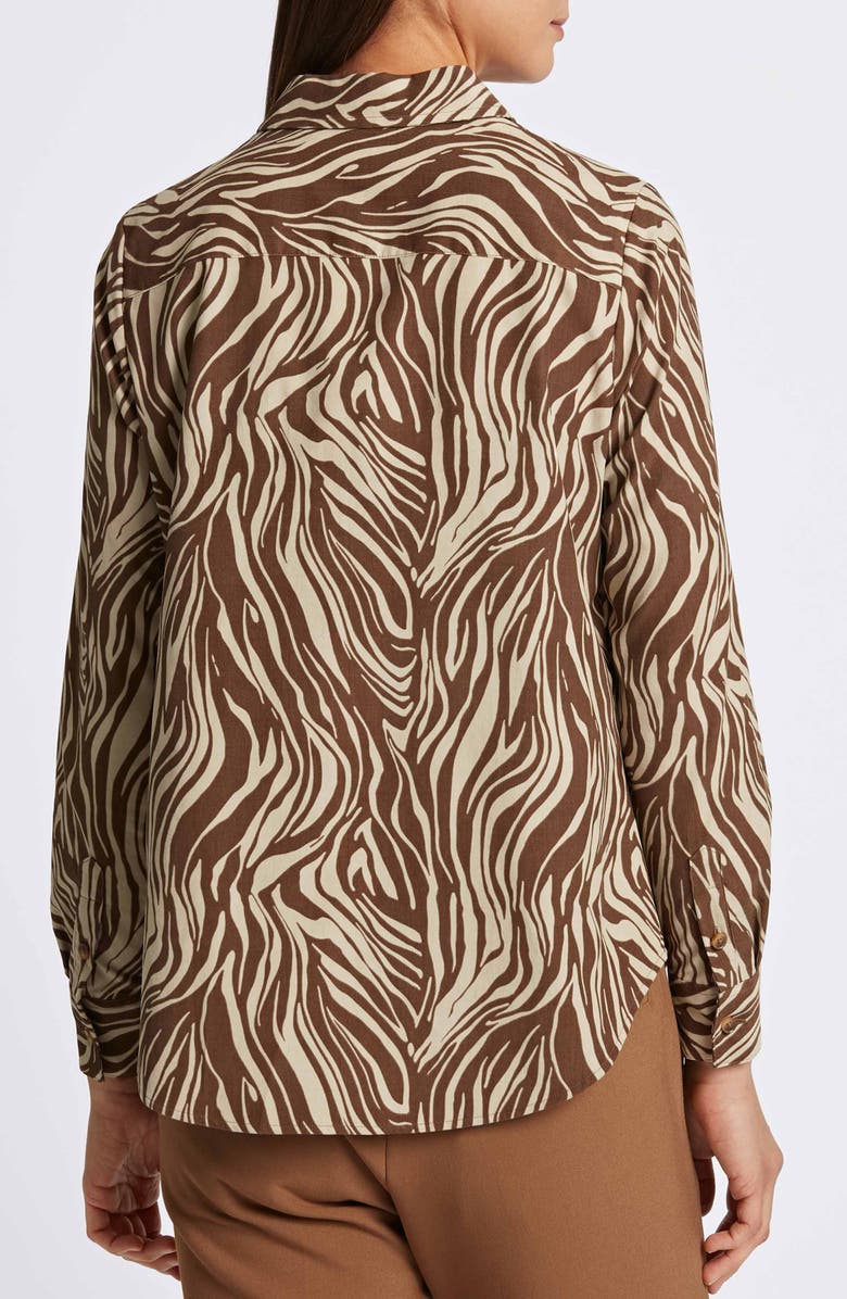 Foxcroft Haven Zebra Corduroy Button-Up Shirt, Alternate, color, Brown