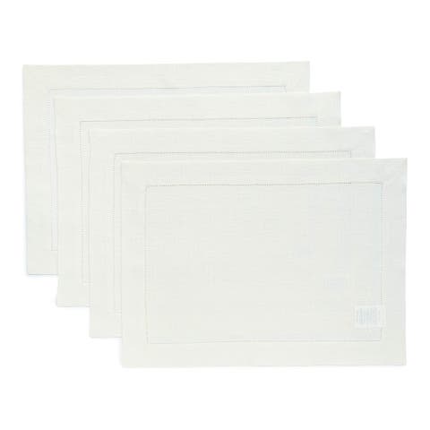 Linen Placemats - Classic Hemstitch, 14" x 19" Inch