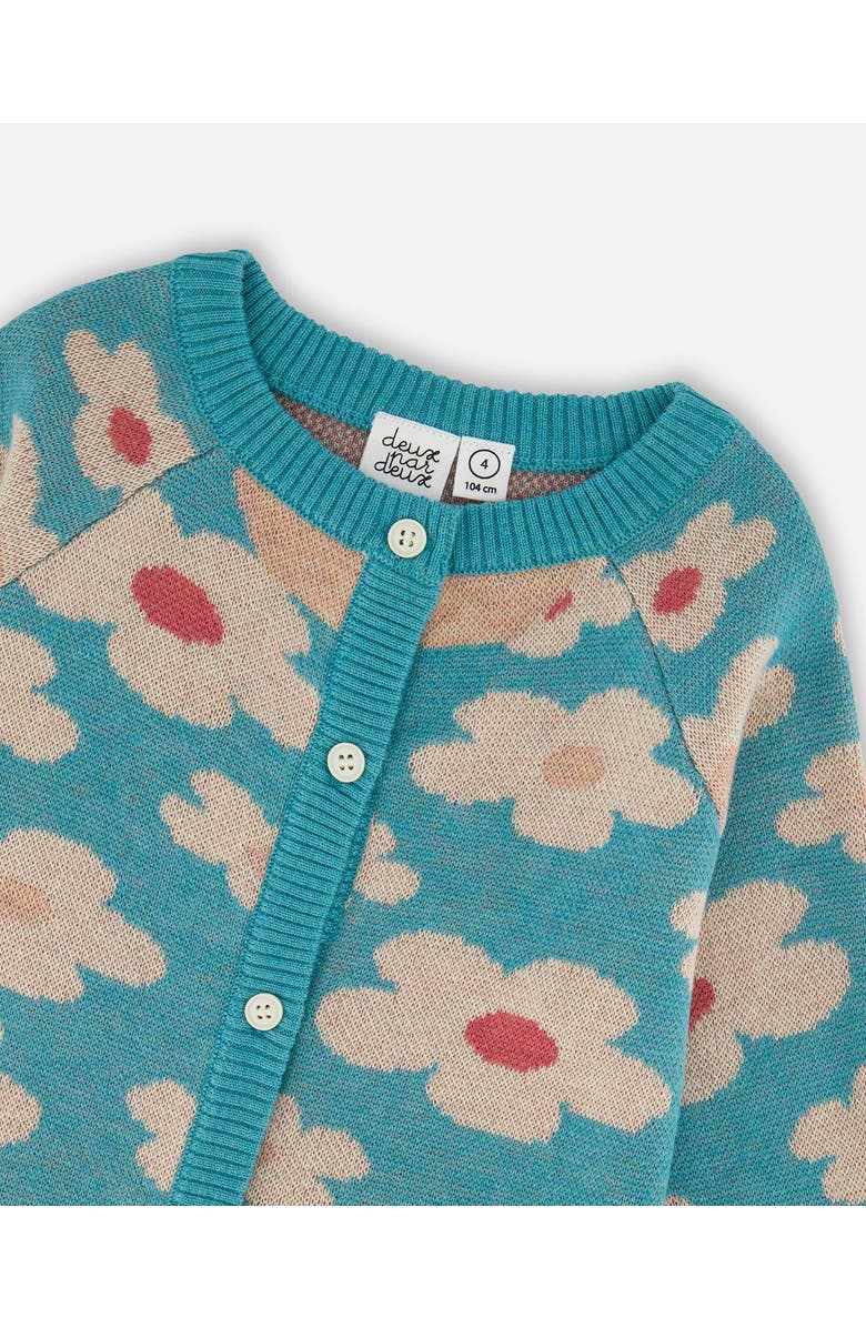 Deux par Deux Button Front Knitted Cardigan, Alternate, color, Turquoise Blue