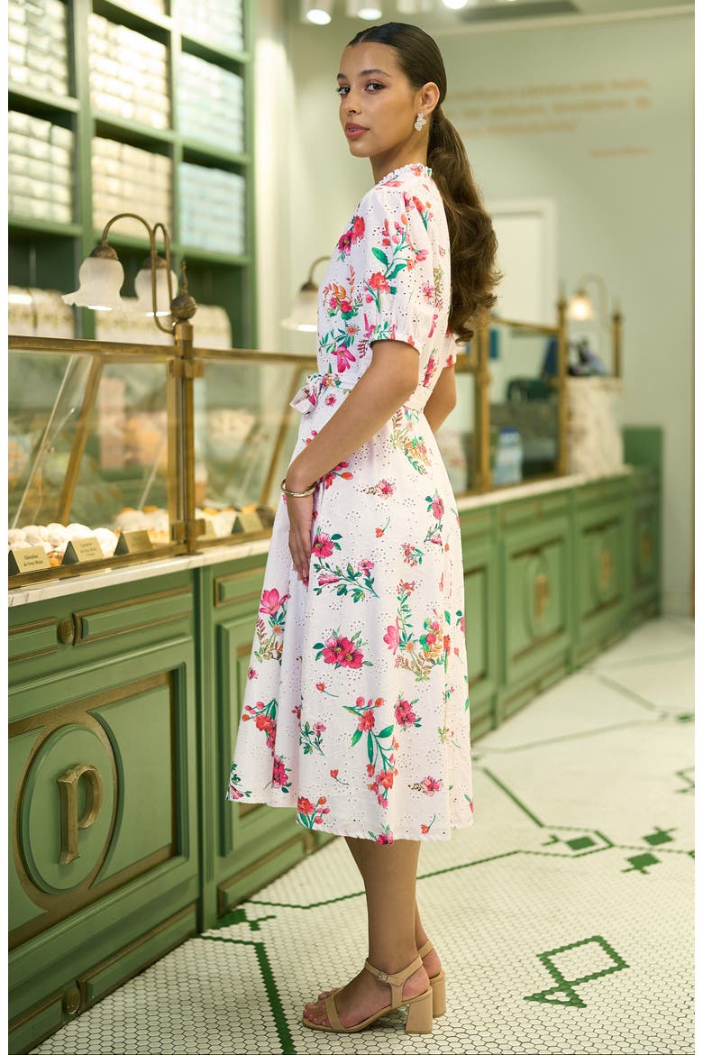 Broderie Anglaise Midi Shirt Dress, Alternate, color, White