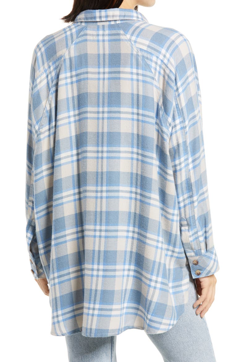 Plaid Button-Up Shirt, Alternate, color, BLUE/ CREAM