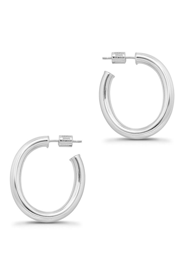 30mm Oval Hoop Earrings, Alternate, color, SILVER