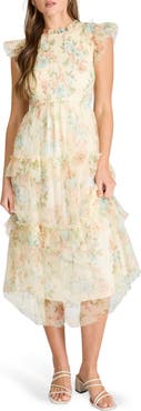Blu Pepper Floral Smocked Tiered A-Line Dress