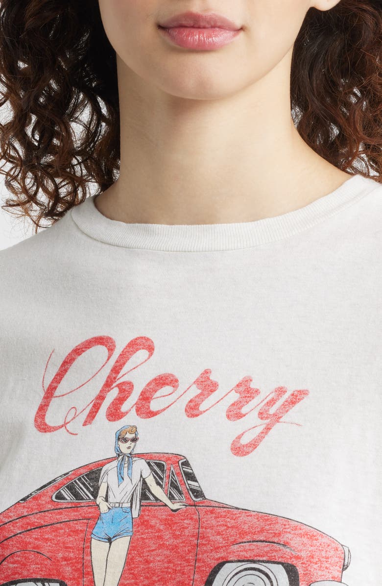 Re/Done Cherry Auto Club Cotton Graphic T-Shirt, Alternate, color, Vintage White