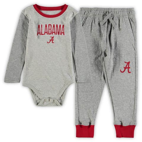 Infant Wes & Willy Heathered Gray/Crimson Alabama Crimson Tide Jie Jie Long Sleeve Bodysuit & Pants Set