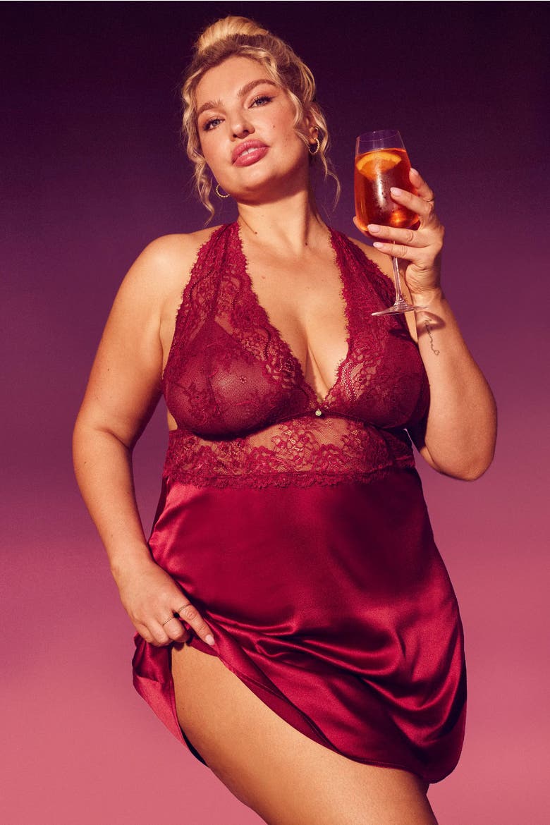 Galilea Slip Lingerie, Alternate, color, Dark red