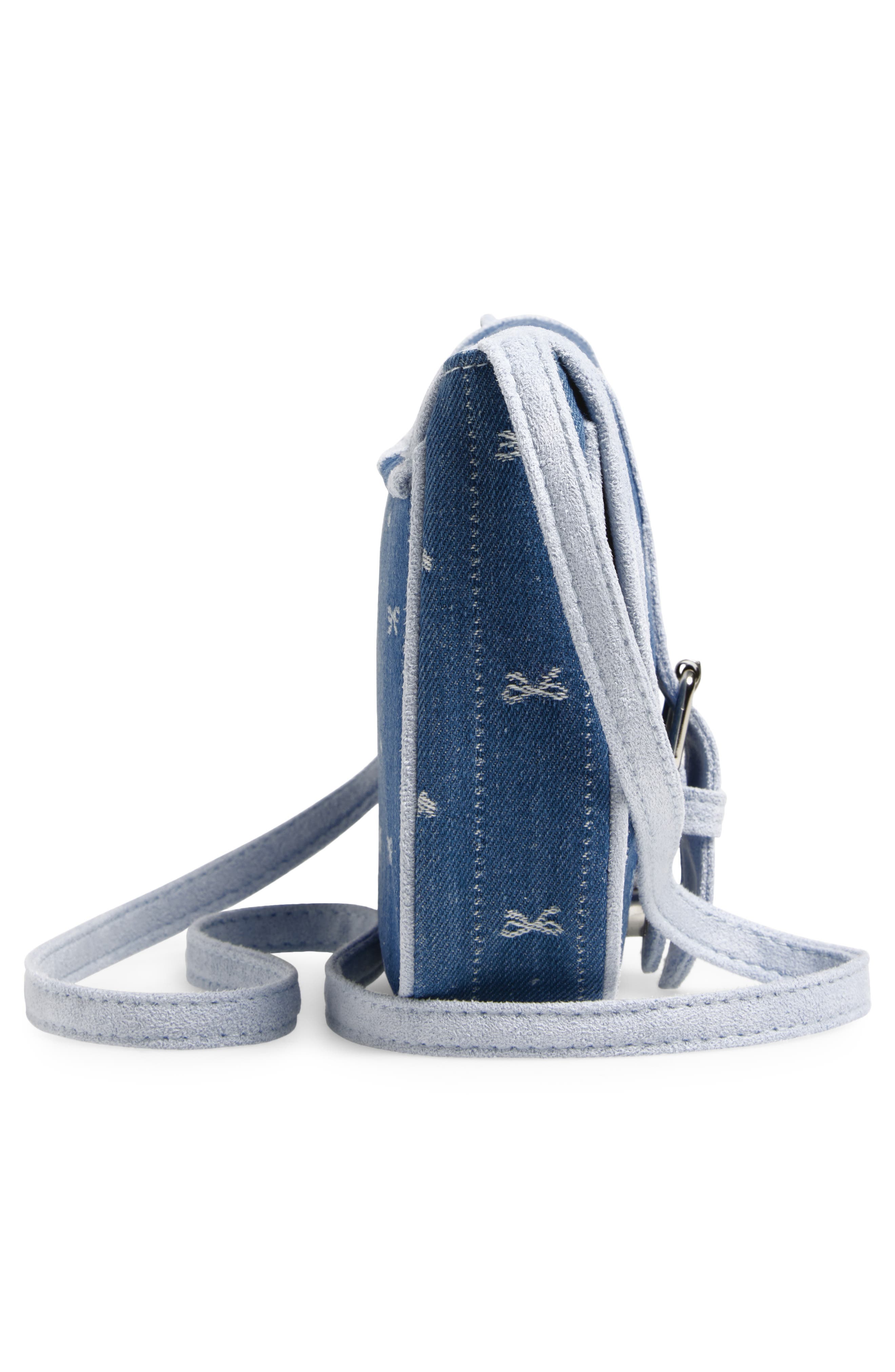 Capelli New York Kids' Bow Embroidery Denim Saddle Bag, Alternate, color, Blue Combo
