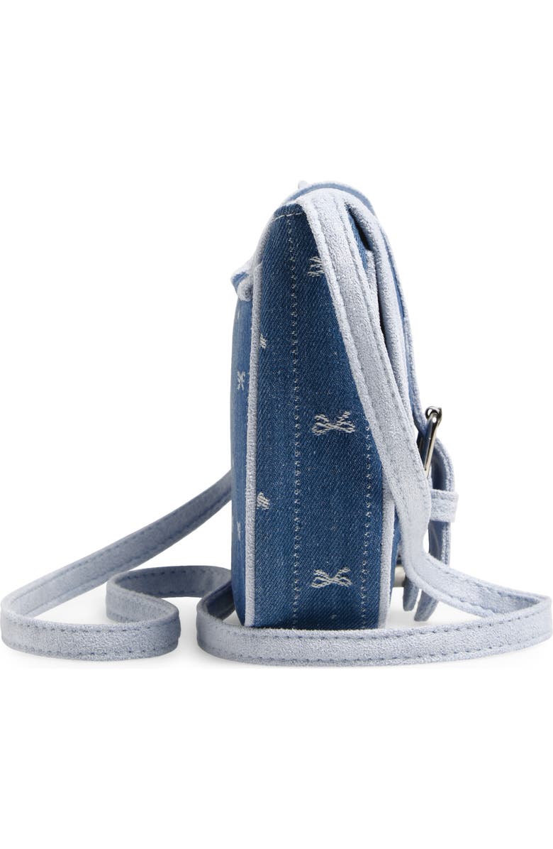 Capelli New York Kids' Bow Embroidery Denim Saddle Bag, Alternate, color, Blue Combo