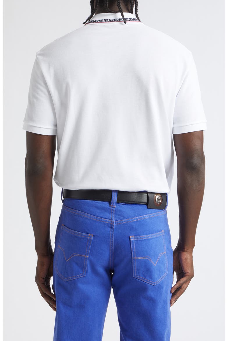Greca Collar Cotton Piqué Polo, Alternate, color, OPTICAL WHITE
