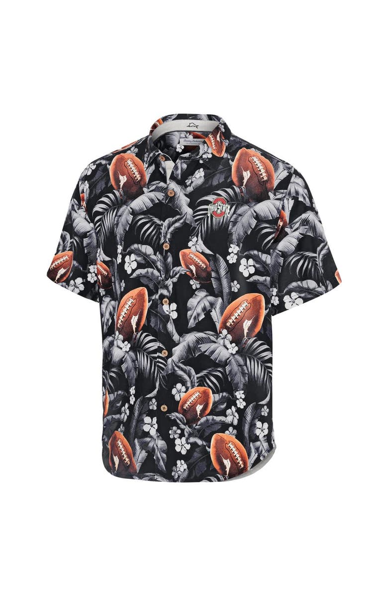 Tommy Bahama Men's Tommy Bahama Black Ohio State Buckeyes Veracruz Cay First Down Blooms Button-Up Shirt, Alternate, color, Black