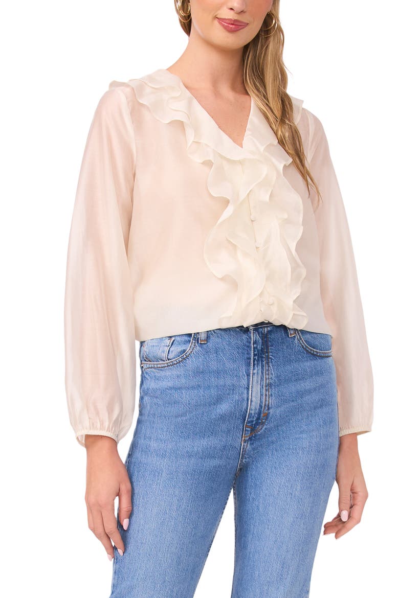 Ruffle Front Top, Main, color, LILY IVORY