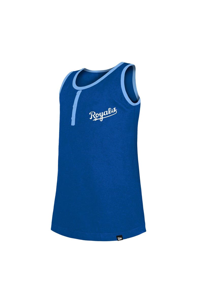 New Era Girls Youth New Era Royal Kansas City Royals Henley Tank Top, Alternate, color, 