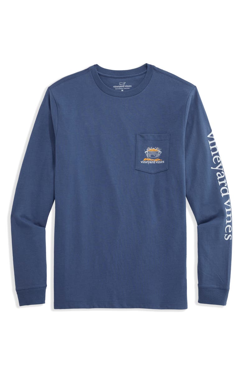 vineyard vines St. Patty's Day Long Sleeve Cotton Graphic Pocket T-Shirt, Main, color, Moonshine