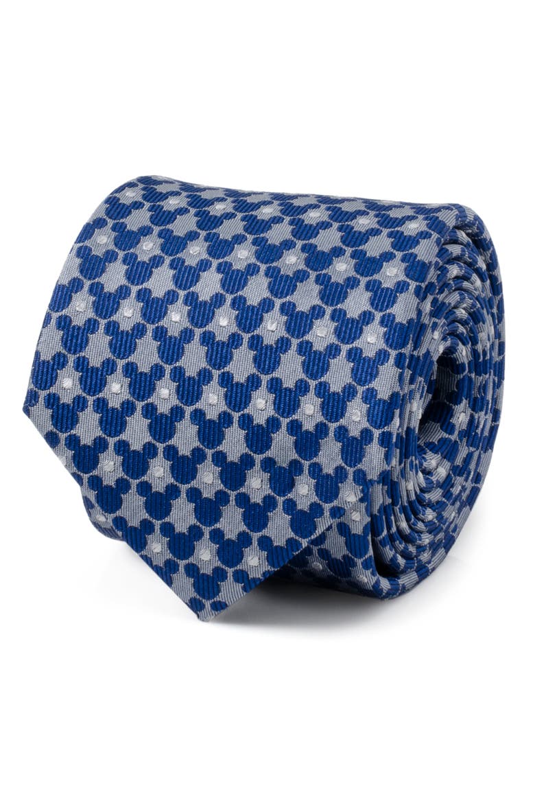 x Disney Mickey Dot Pattern Silk Tie, Alternate, color, BLUE
