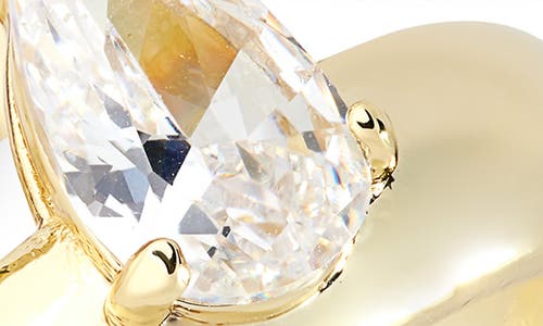 Covet Teardrop Cz Engagement Ring Set In Clear/gold