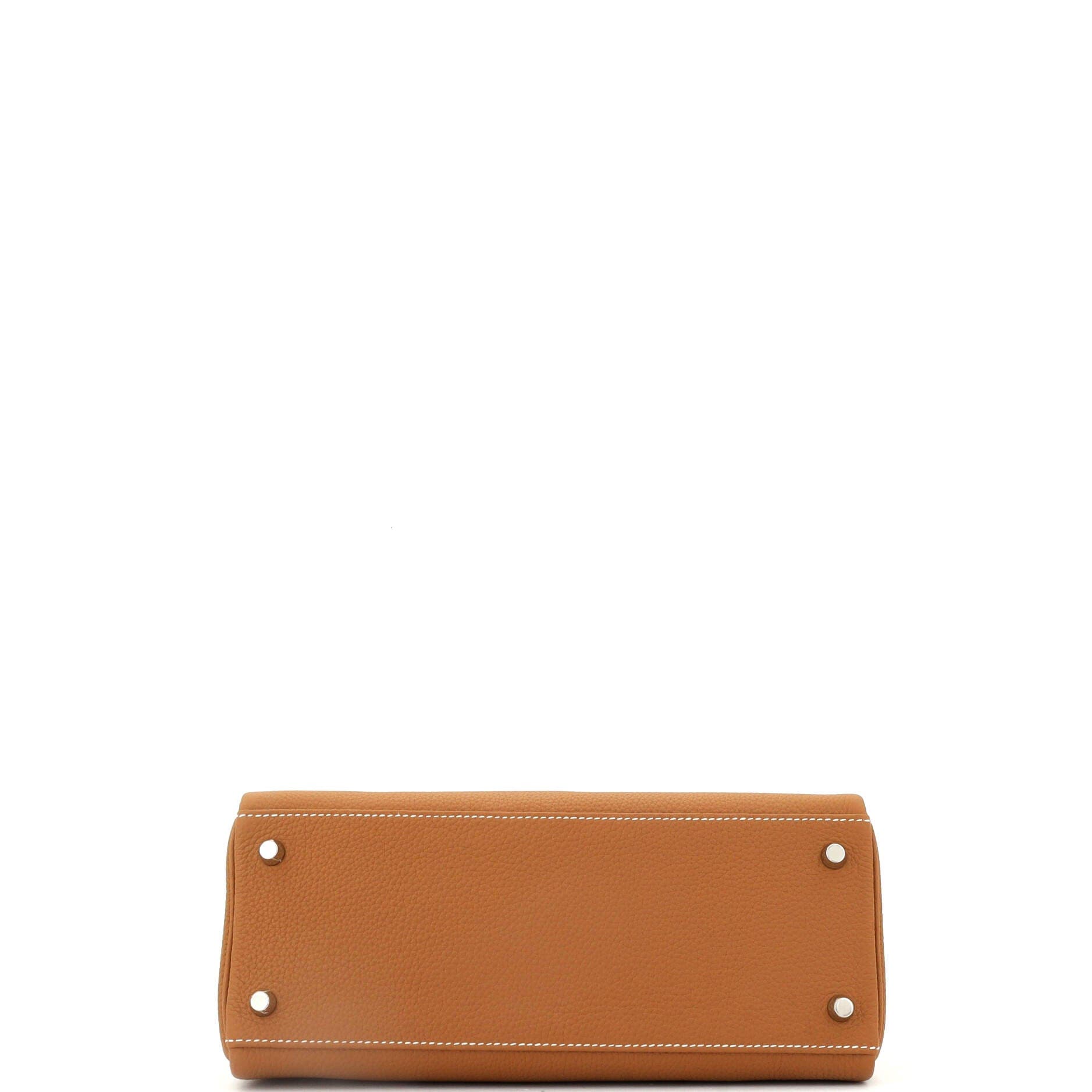 Pre-Owned Hermes Kelly Handbag Brown Togo with Palladium Hardware 28, Alternate, color, 