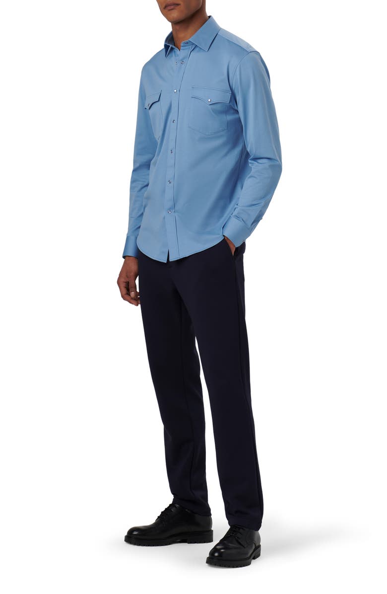 Bugatchi Bill OoohCotton<sup>®</sup> Snap-Up Western Shirt, Alternate, color, Air Blue