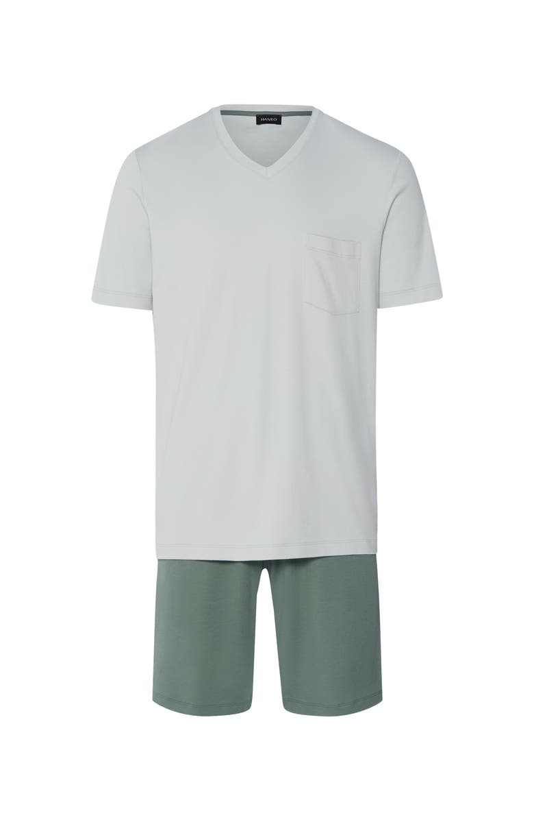 Hanro Night And Day Cotton V-Neck Pajama Set, Main, color, Studio Green