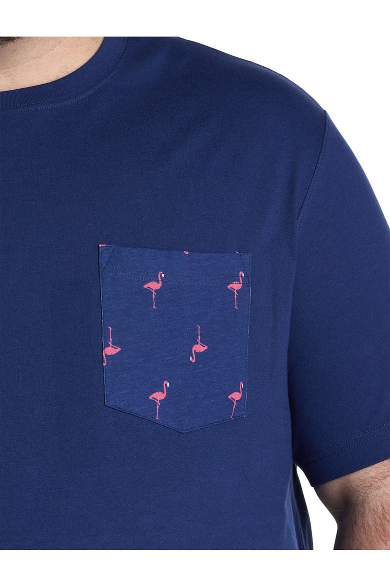 Big & Tall Flamingo Print Pocket T-Shirt, Alternate, color, NAVY PINK MULTI