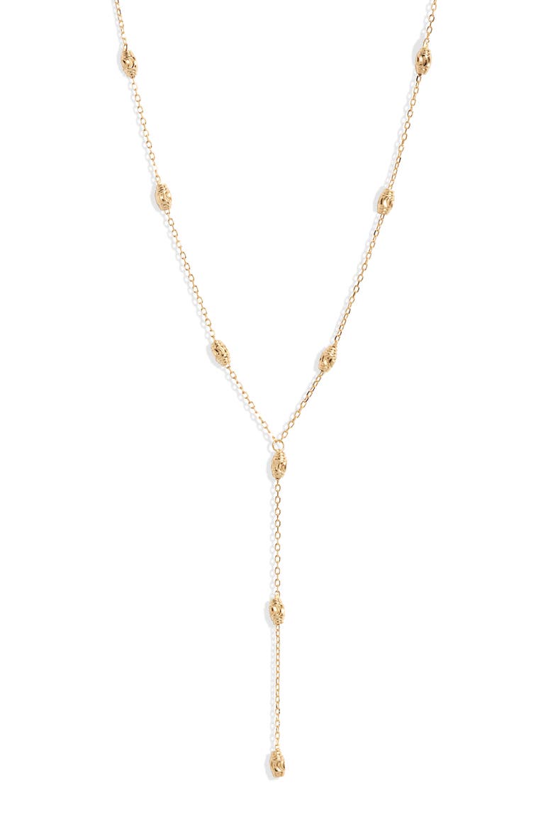 18K Gold Plate Sterling Silver Station Y-Necklace, Main, color, GOLD