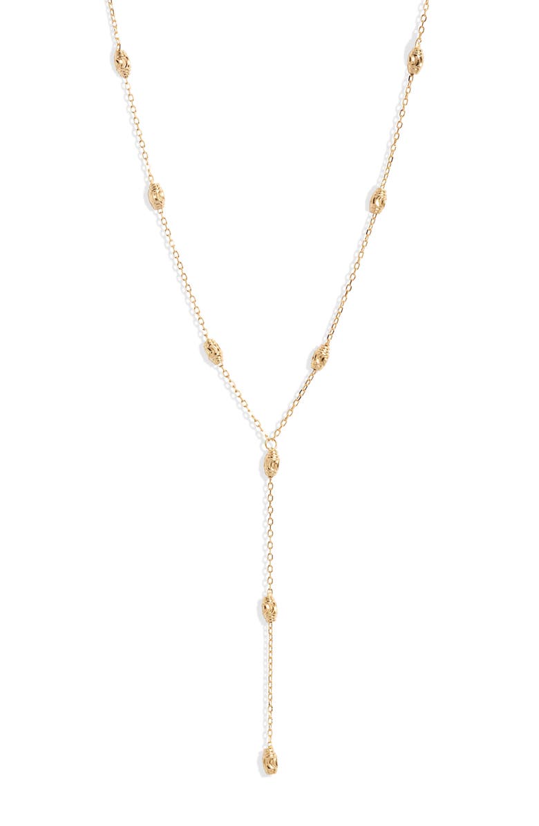 Argento Vivo Sterling Silver 18K Gold Plate Sterling Silver Station Y-Necklace, Main, color, 