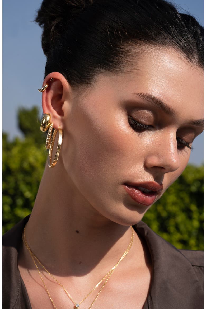 14K Gold Faceted Inside Out Hoop Earrings (Nordstrom Exclusive), Alternate, color, 14K YELLOW GOLD
