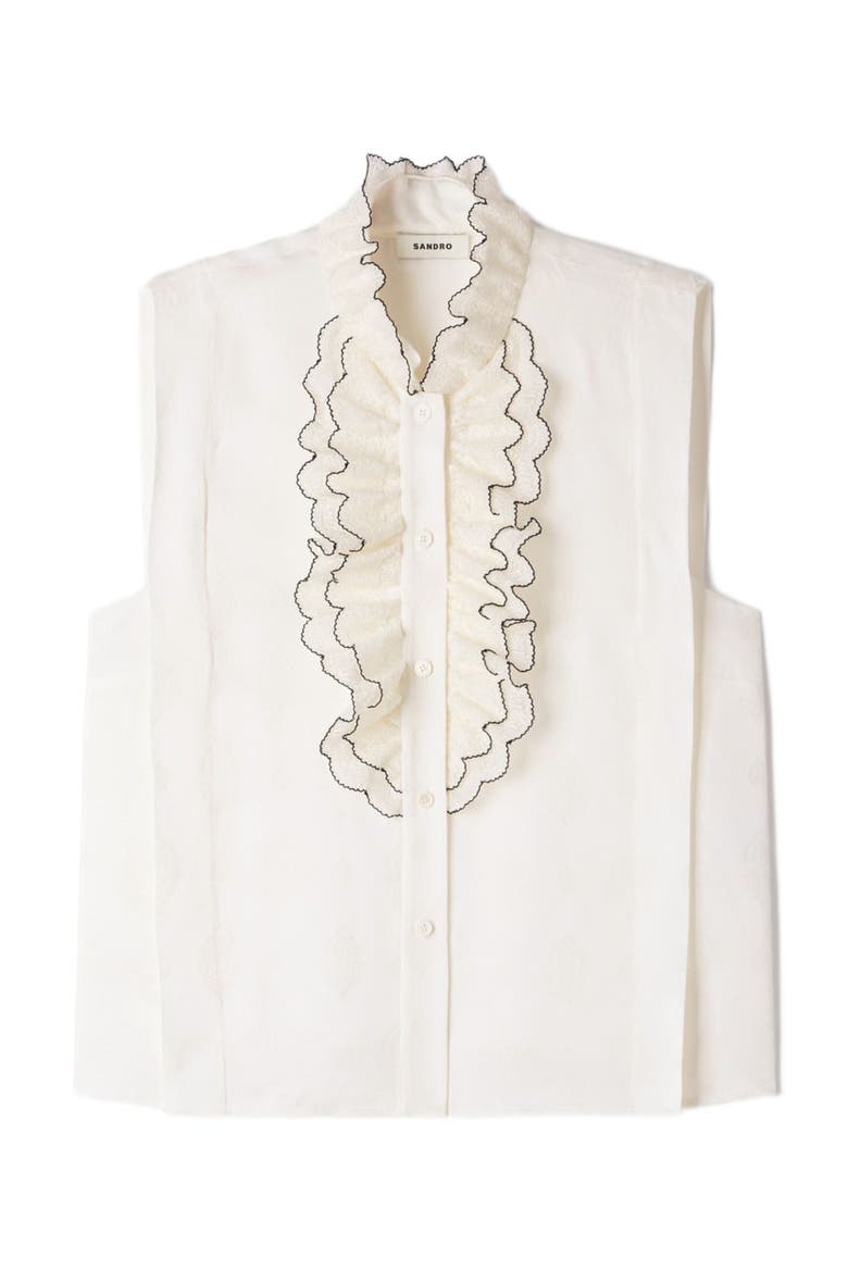 Ruffled collar shirt, Alternate, color, Ecru
