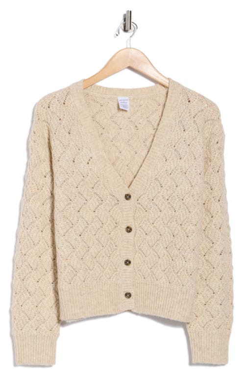 Melrose And Market Pointelle Sweater Cardigan In Neutral