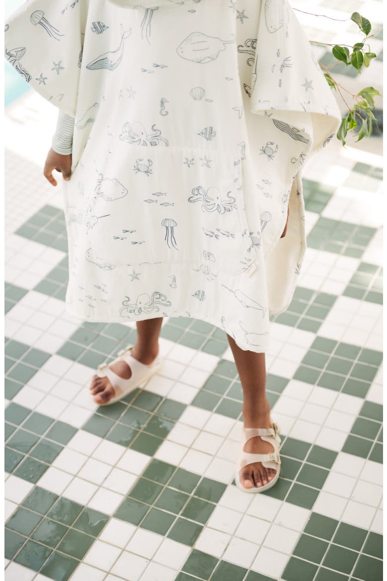 Organic Cotton Hooded Towel Poncho, Alternate, color, LIFE AQUATIC