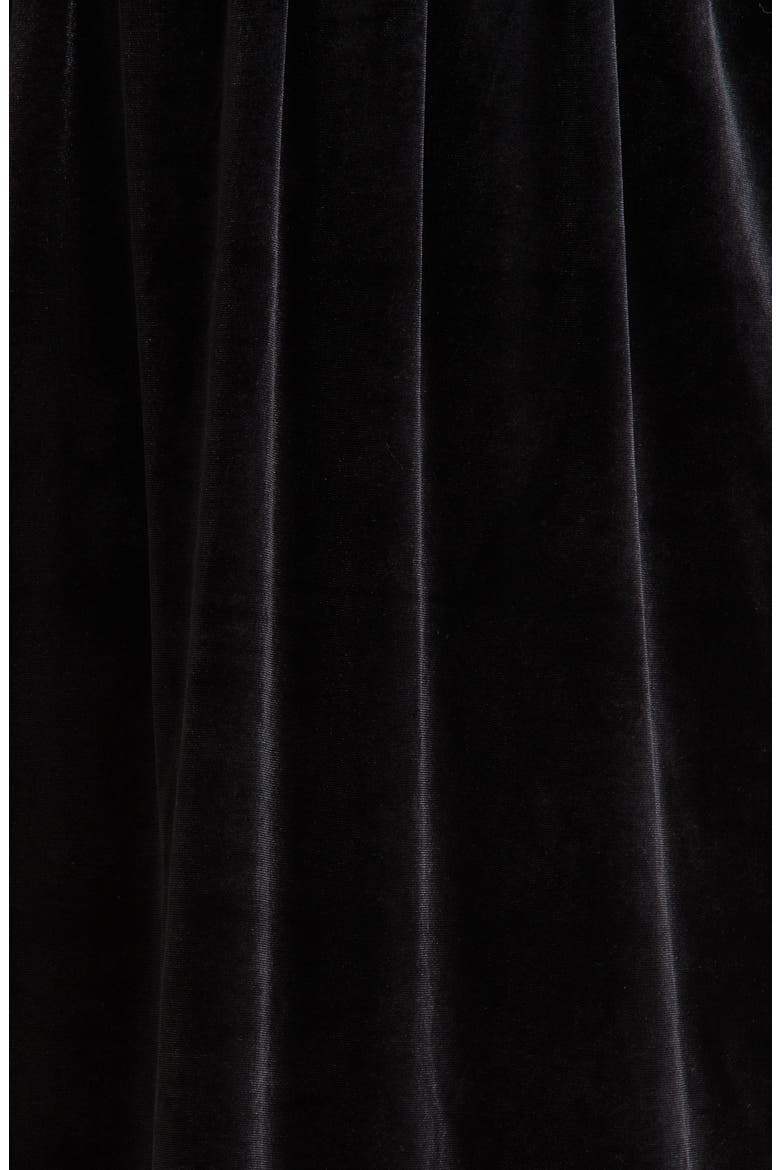 Jena Glow Bow Long Sleeve Velvet Midi Dress, Alternate, color, BLACK
