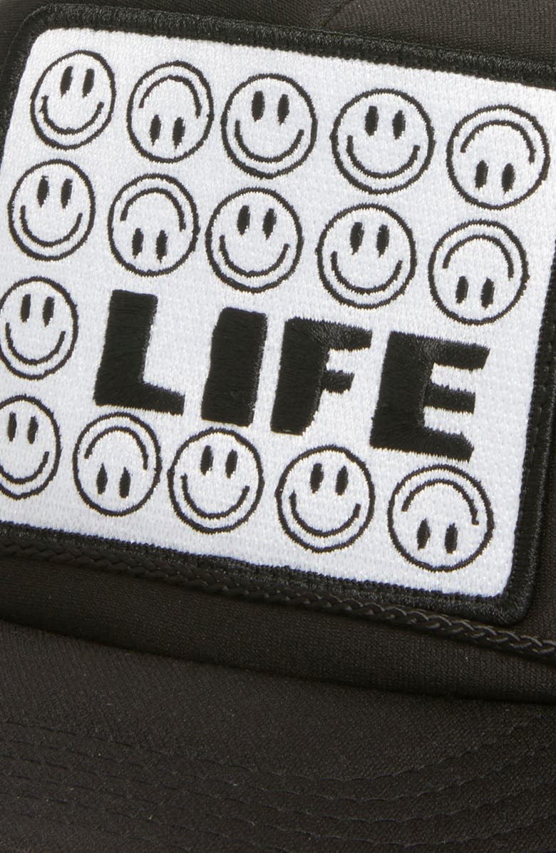 Friday Feelin’ Life Patch Trucker Hat, Alternate, color, Black