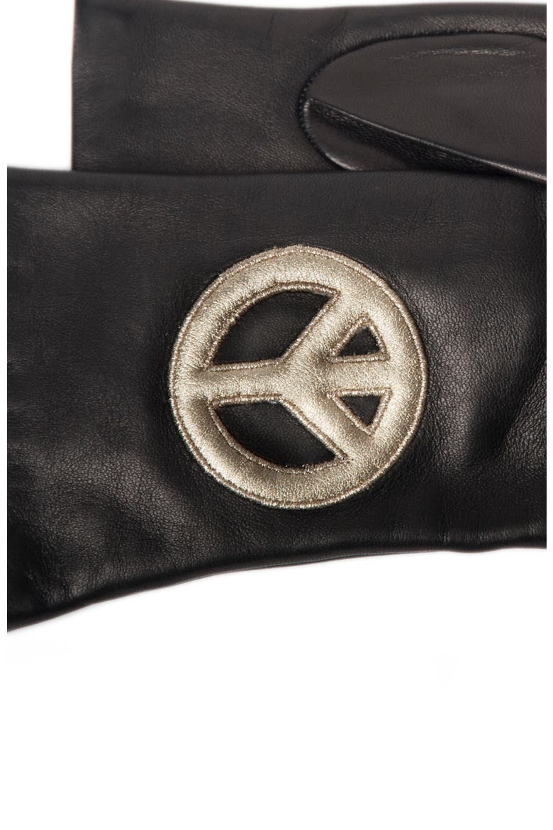Leather gloves with peace sign, Alternate, color, BLACK