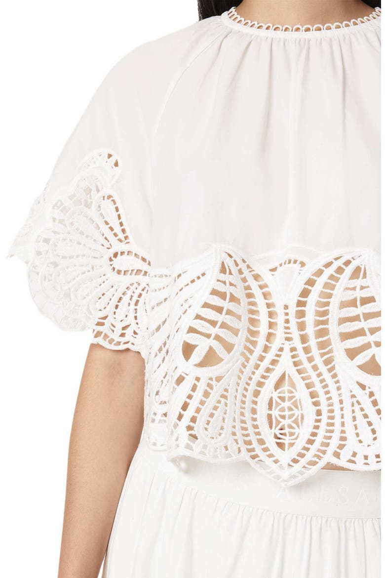 Femi Broderie Anglaise Cotton Top, Alternate, color, CHALK WHITE