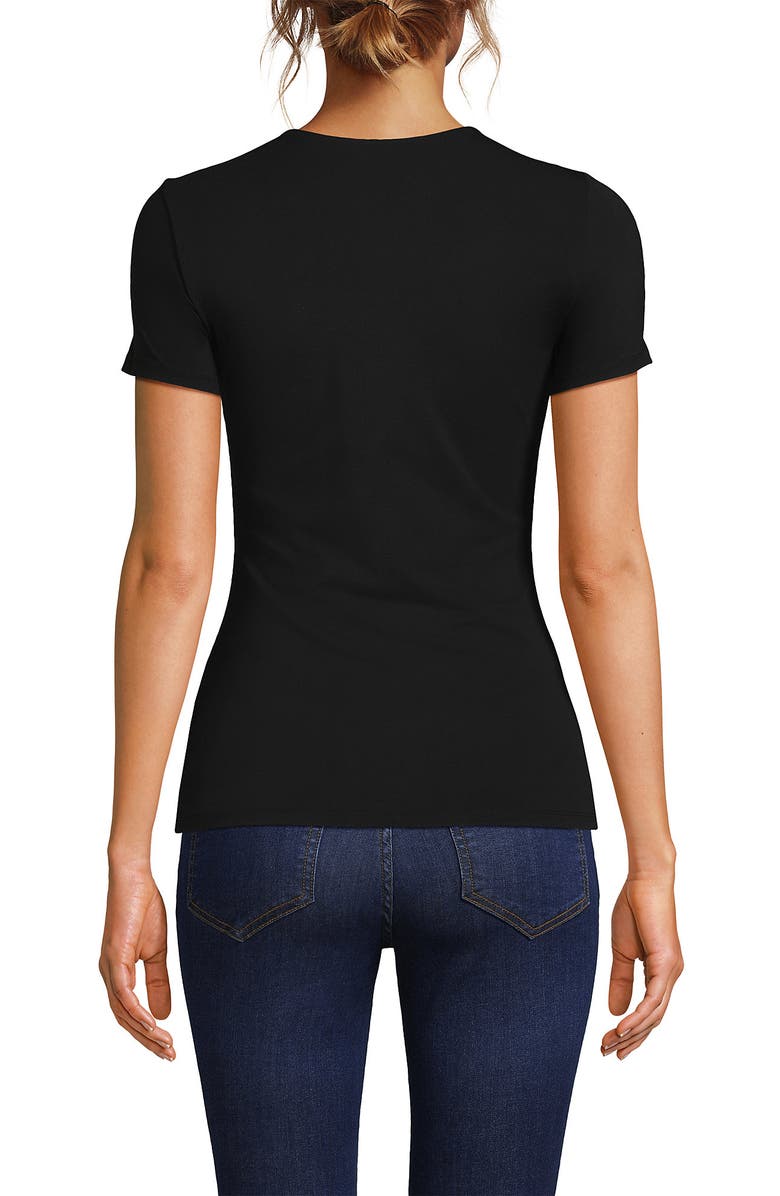 Lands' End Womens Short Sleeve Tugless Double Layer Crew Neck Knit Top, Alternate, color, 