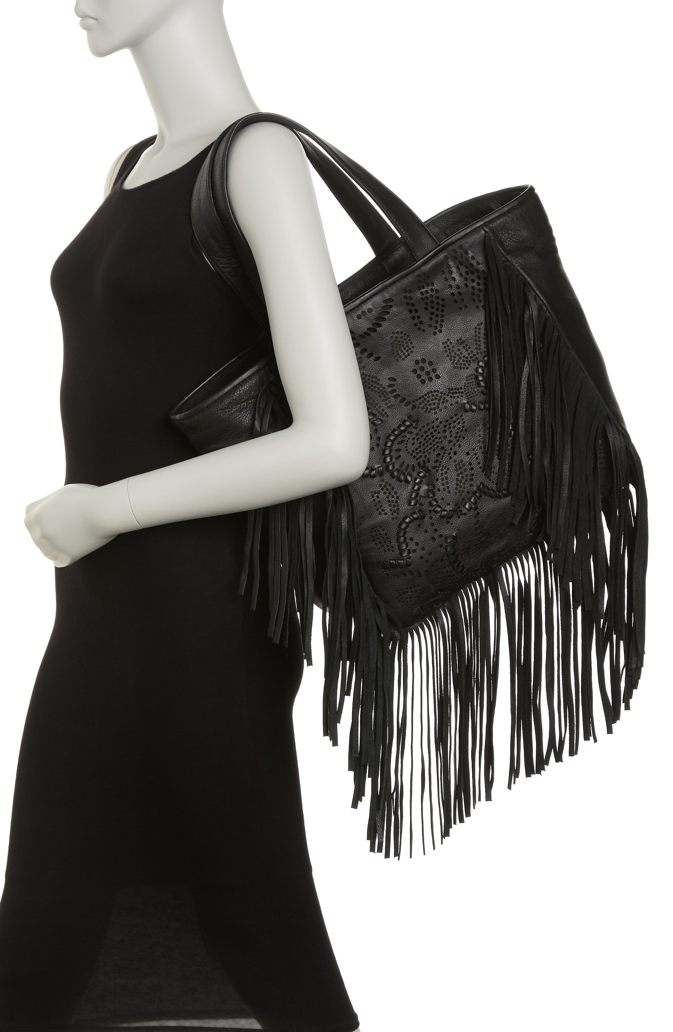 Frye Vivian Leather Fringe Tote Bag, Alternate, color, 
