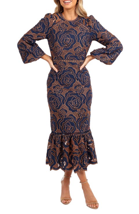 Pierre Long Sleeve Cocktail Mermaid Dress