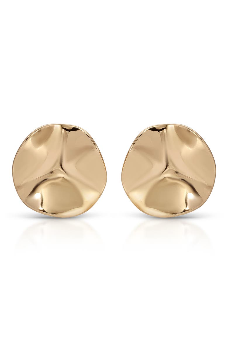 Molten Disc Stud Earrings, Alternate, color, GOLD