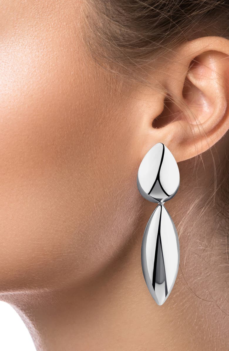 JARDIN Elongated Drop Earrings, Alternate, color, Silver